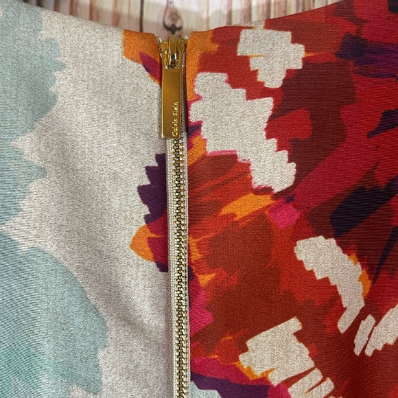 Calvin Klein Dress 10 Gray Floral Stretch Career Work Below Knee Sleeveless - Picture 4 of 5